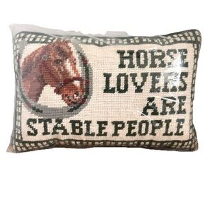 Horse Lovers Are Stable People Needlepoint Throw Pillow Small Novelty Equestrian